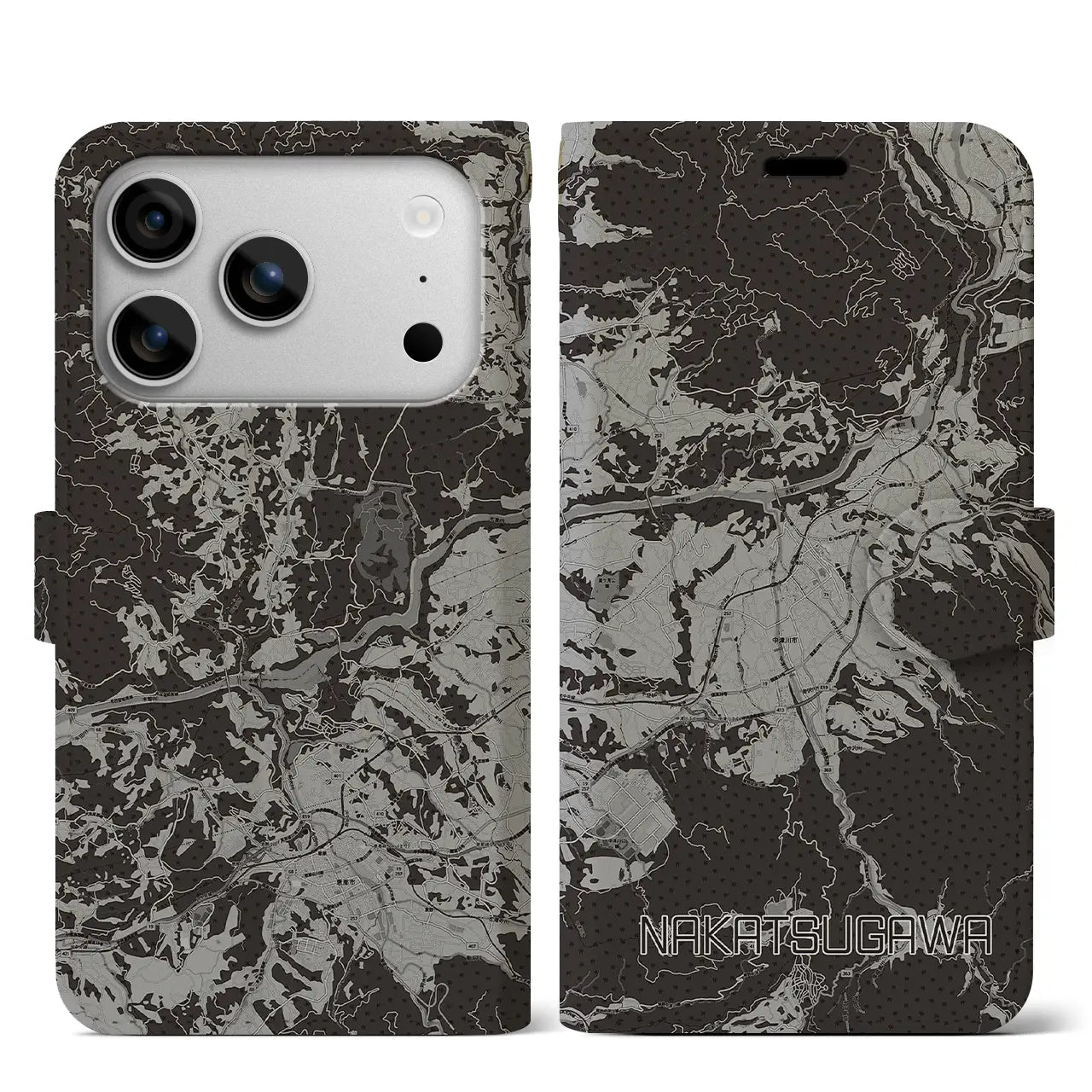 【中津川(岐阜県)】地図柄iPhoneケース(手帳タイプ)