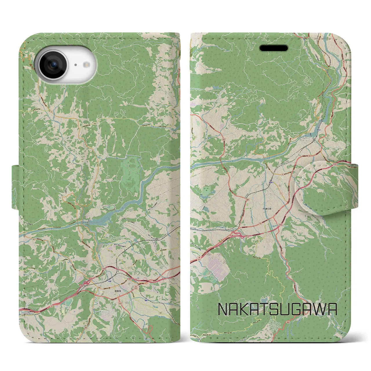 【中津川(岐阜県)】地図柄iPhoneケース(手帳タイプ)