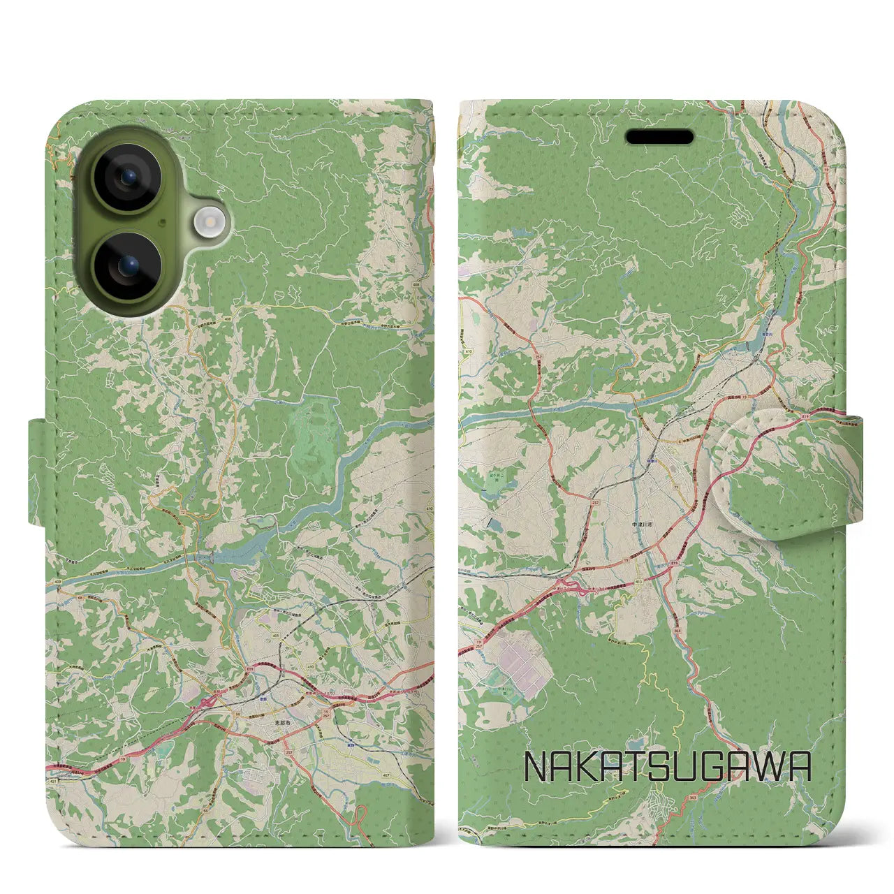 【中津川(岐阜県)】地図柄iPhoneケース(手帳タイプ)