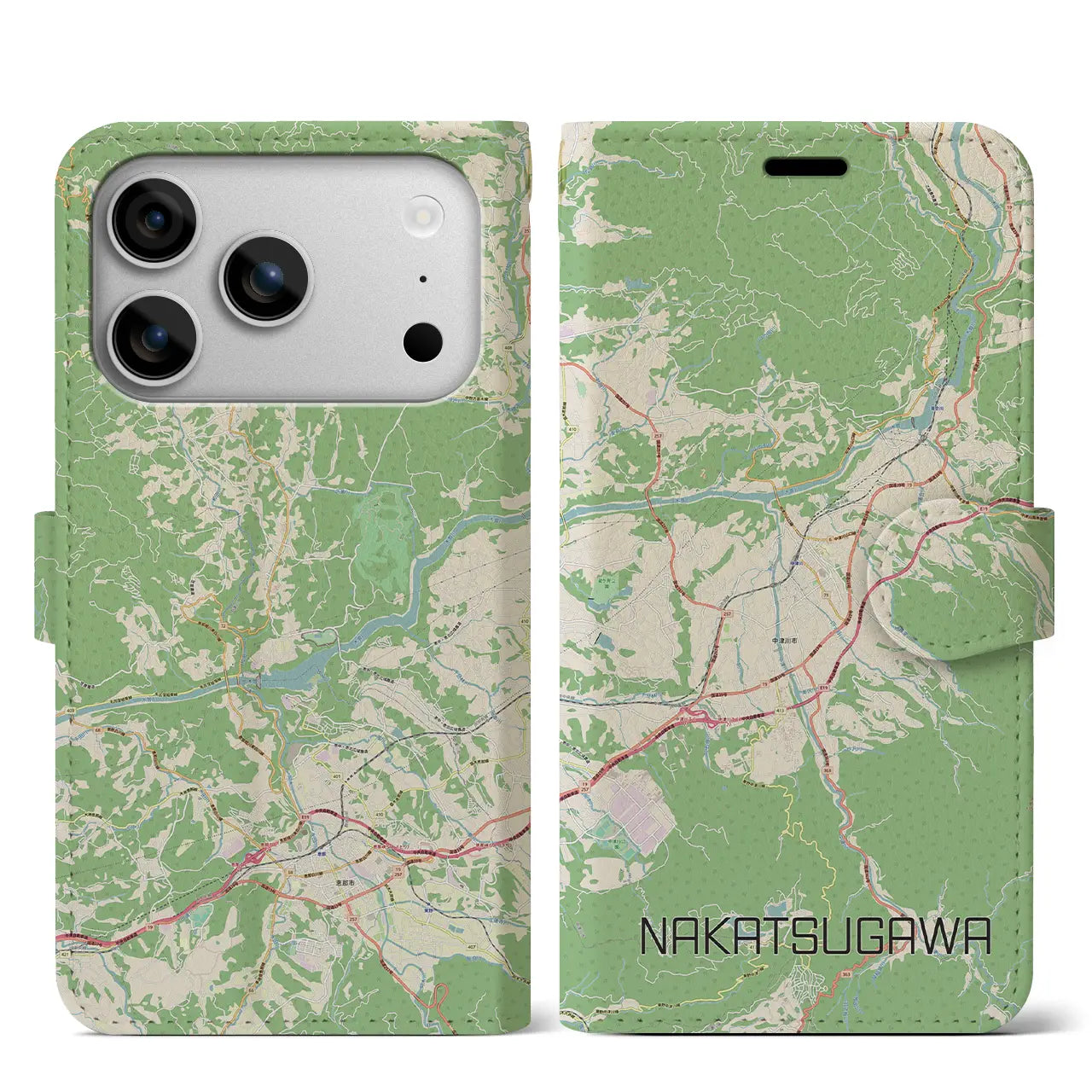 【中津川(岐阜県)】地図柄iPhoneケース(手帳タイプ)