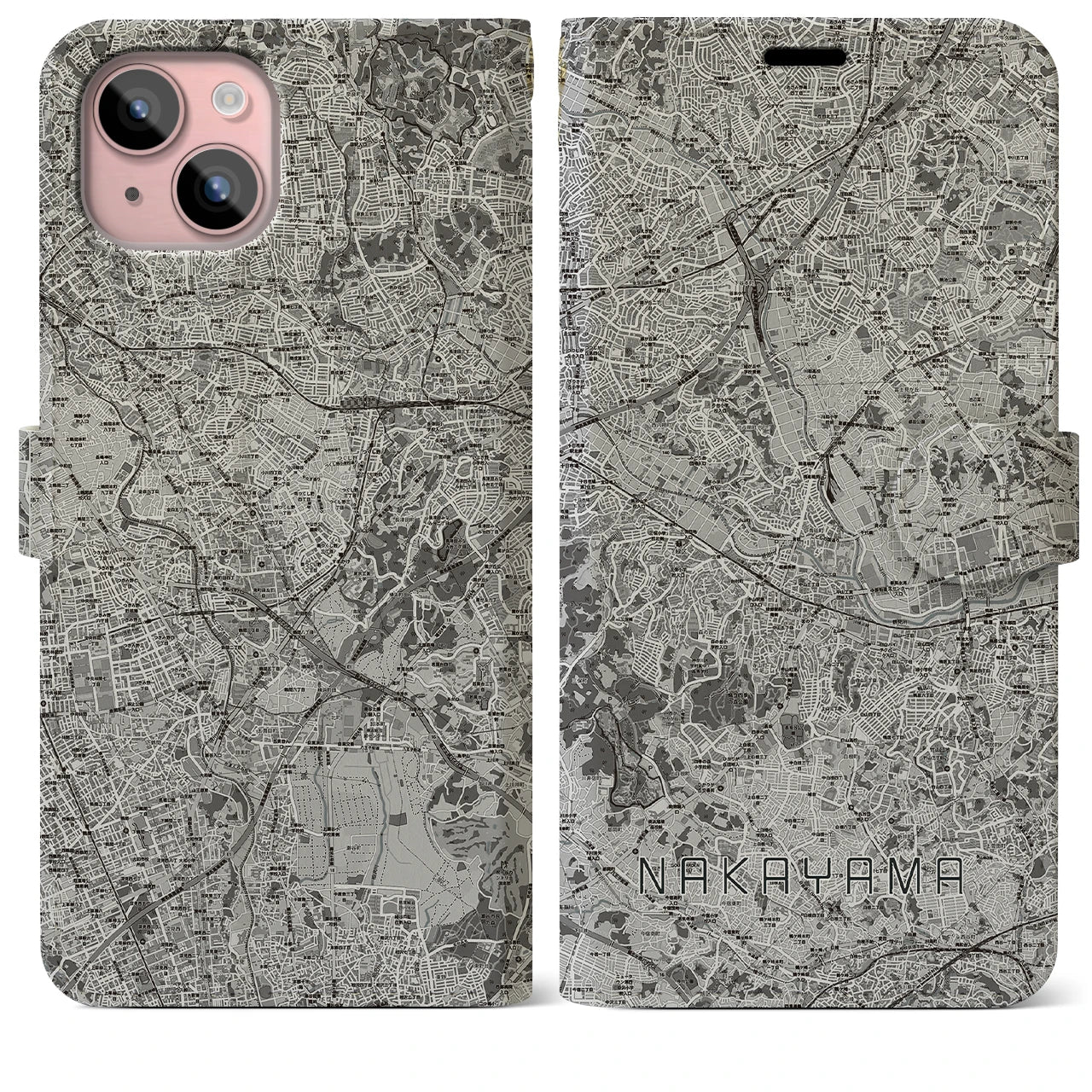 【中山(神奈川県)】地図柄iPhoneケース(手帳タイプ)