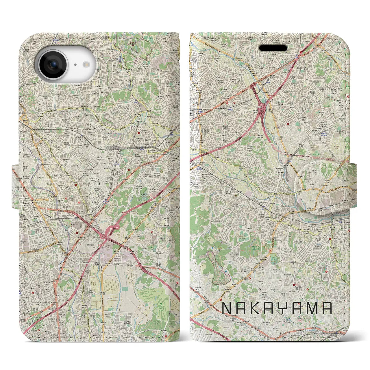 【中山(神奈川県)】地図柄iPhoneケース(手帳タイプ)