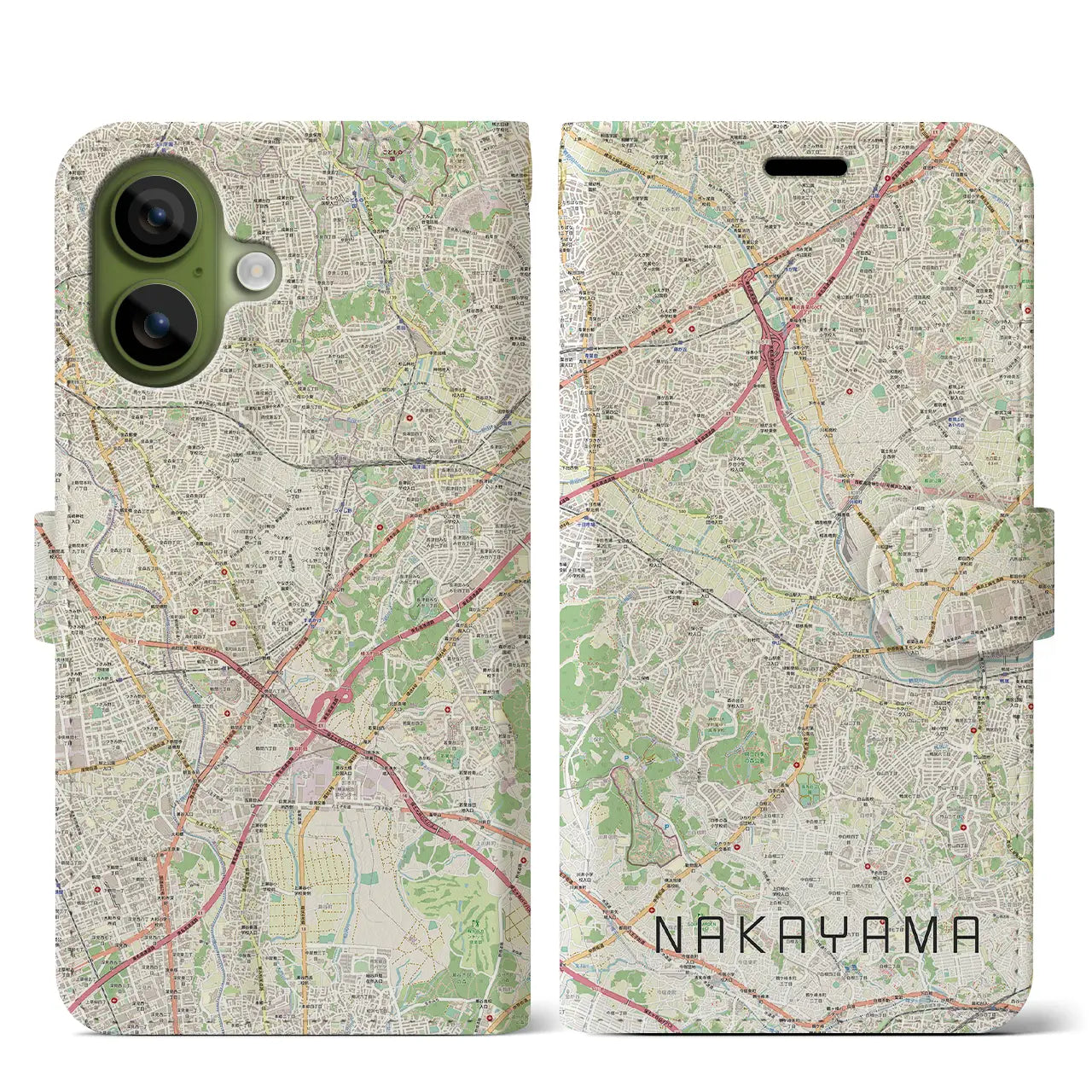 【中山(神奈川県)】地図柄iPhoneケース(手帳タイプ)