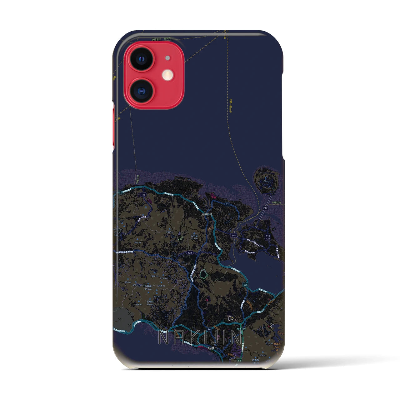 【今帰仁(沖縄県)】地図柄iPhoneケース(バックカバータイプ)