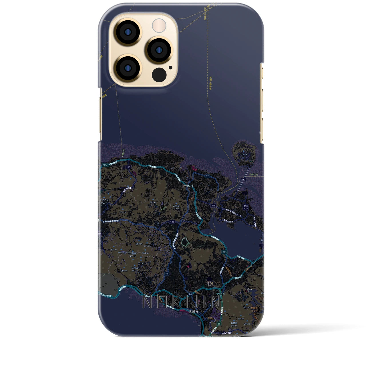 【今帰仁(沖縄県)】地図柄iPhoneケース(バックカバータイプ)