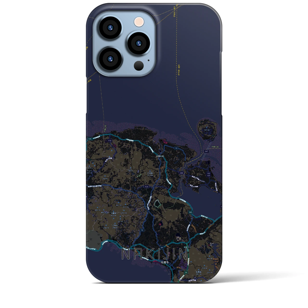 【今帰仁(沖縄県)】地図柄iPhoneケース(バックカバータイプ)