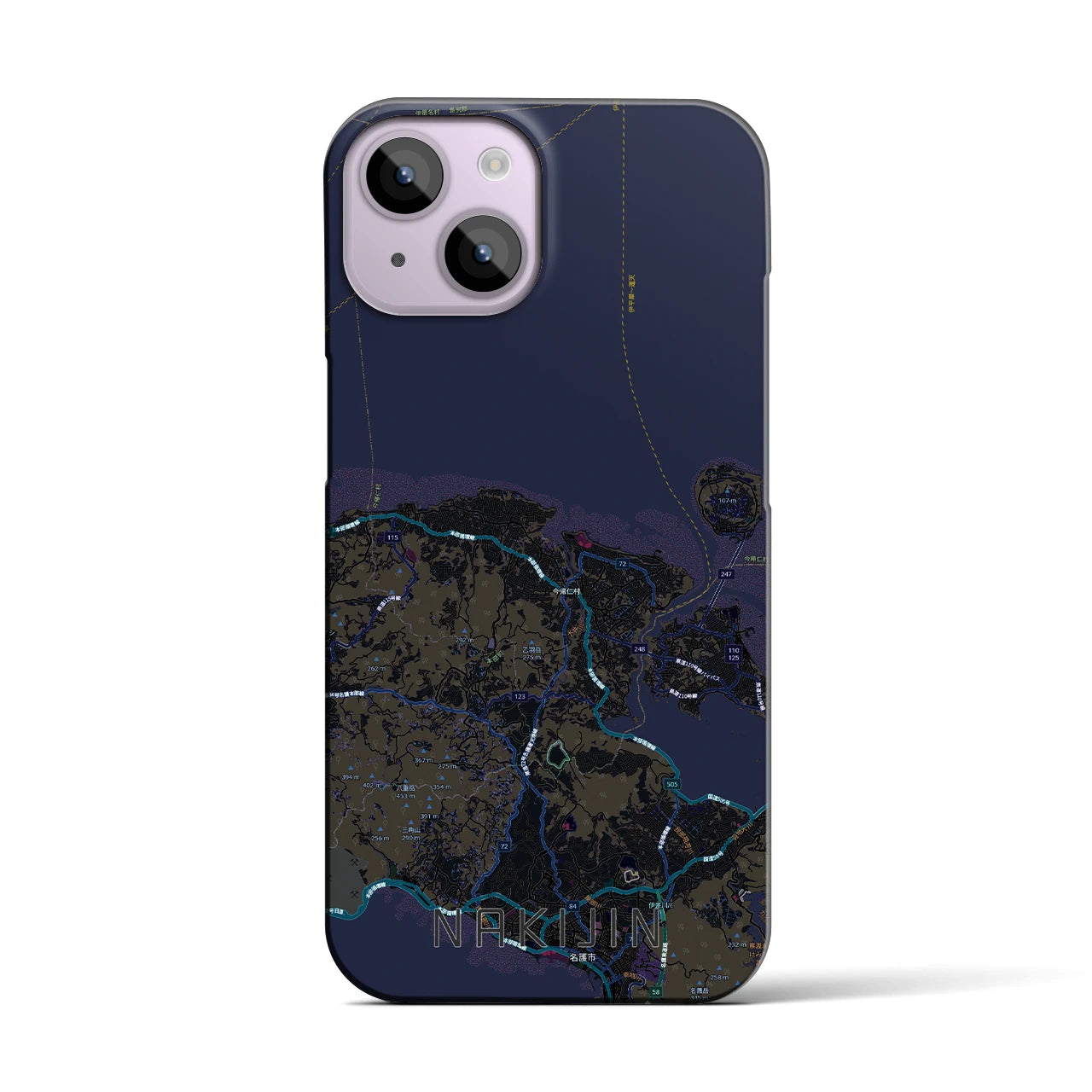 【今帰仁(沖縄県)】地図柄iPhoneケース(バックカバータイプ)