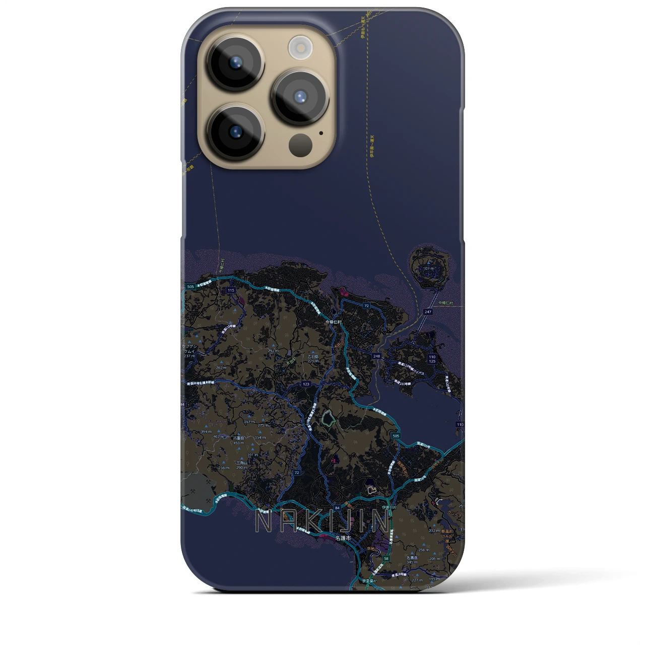 【今帰仁(沖縄県)】地図柄iPhoneケース(バックカバータイプ)