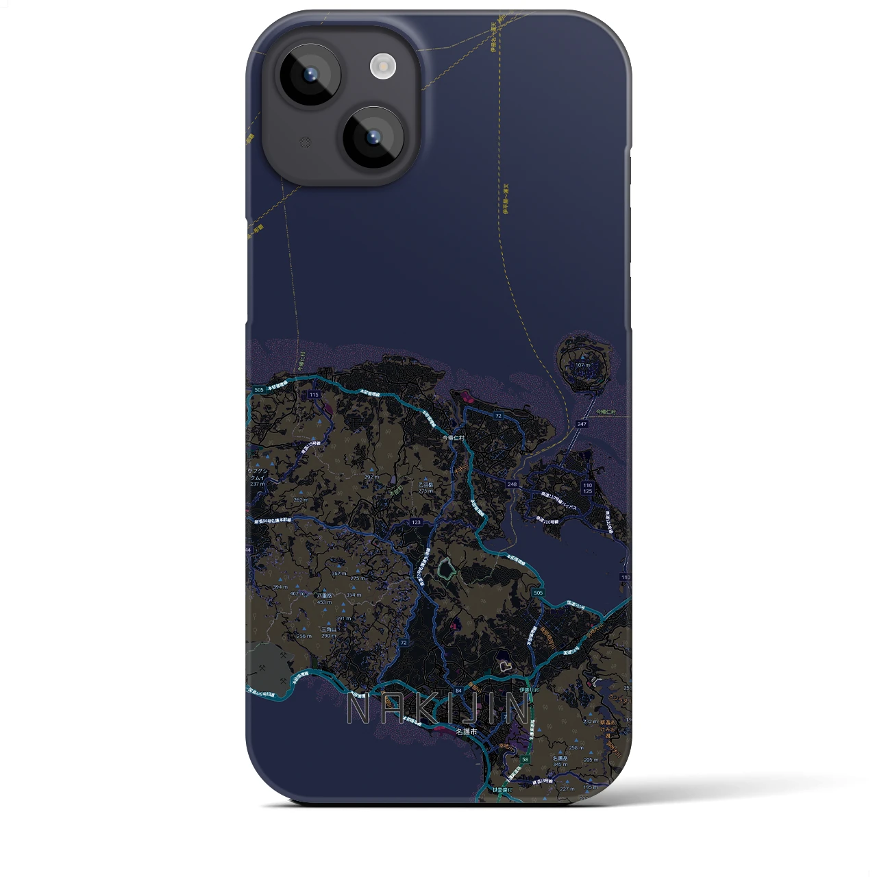 【今帰仁(沖縄県)】地図柄iPhoneケース(バックカバータイプ)