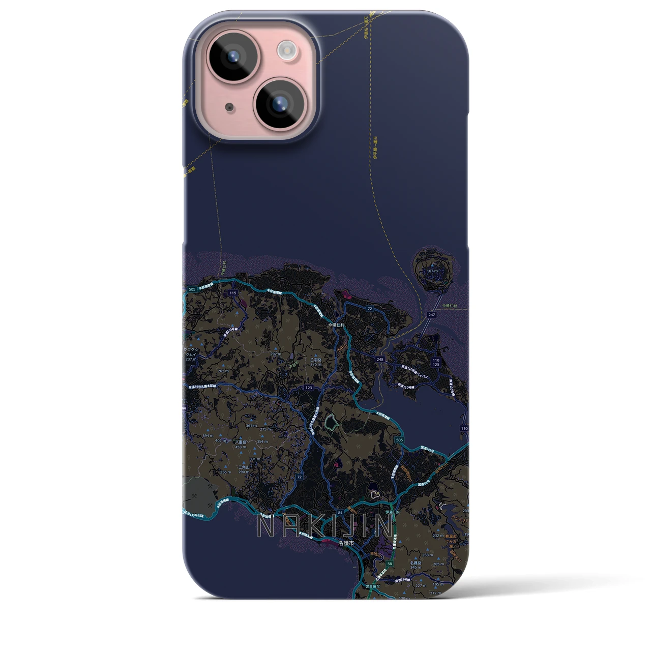 【今帰仁(沖縄県)】地図柄iPhoneケース(バックカバータイプ)