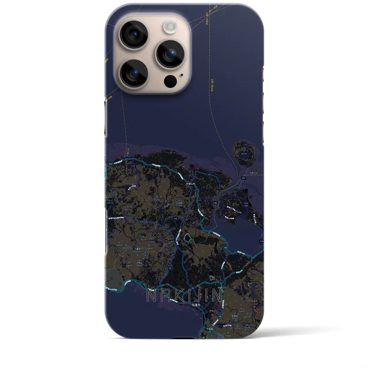 【今帰仁(沖縄県)】地図柄iPhoneケース(バックカバータイプ)