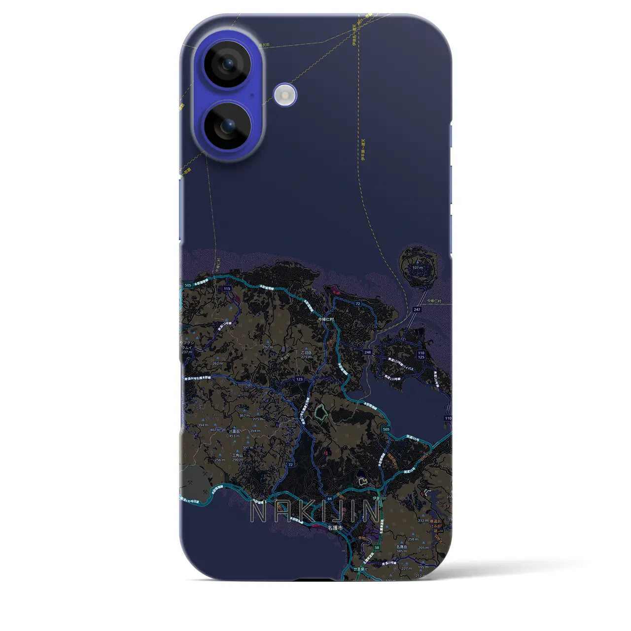 【今帰仁(沖縄県)】地図柄iPhoneケース(バックカバータイプ)