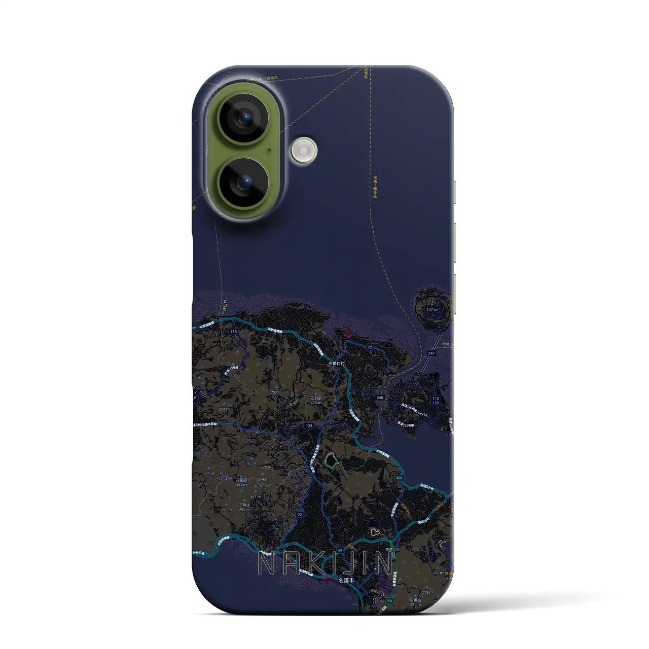 【今帰仁(沖縄県)】地図柄iPhoneケース(バックカバータイプ)