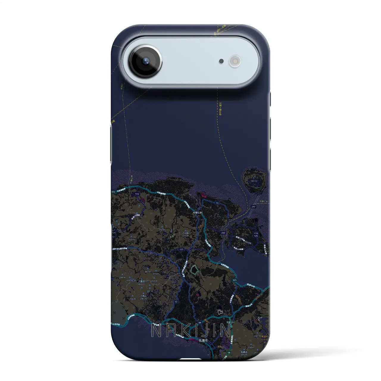 【今帰仁(沖縄県)】地図柄iPhoneケース(バックカバータイプ)