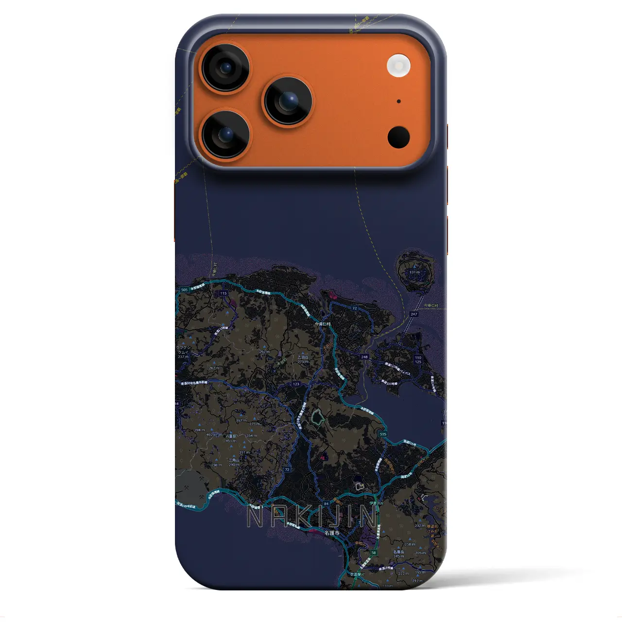 【今帰仁(沖縄県)】地図柄iPhoneケース(バックカバータイプ)