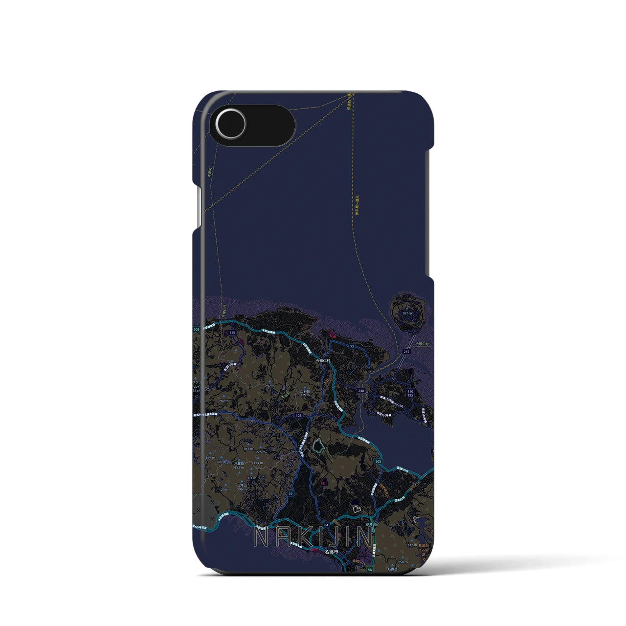 【今帰仁(沖縄県)】地図柄iPhoneケース(バックカバータイプ)