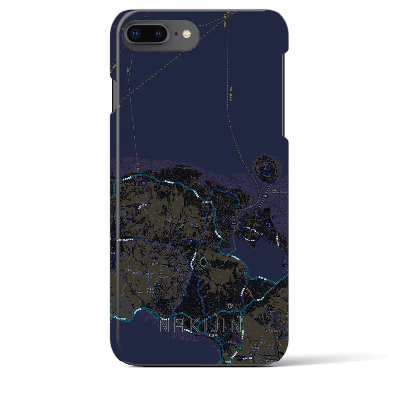 【今帰仁(沖縄県)】地図柄iPhoneケース(バックカバータイプ)