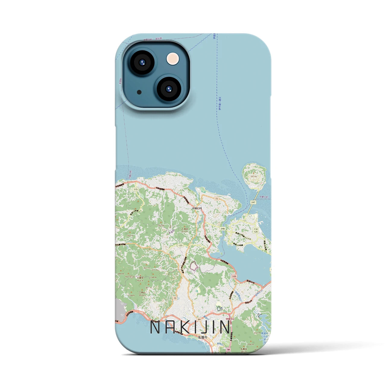 【今帰仁(沖縄県)】地図柄iPhoneケース(バックカバータイプ)
