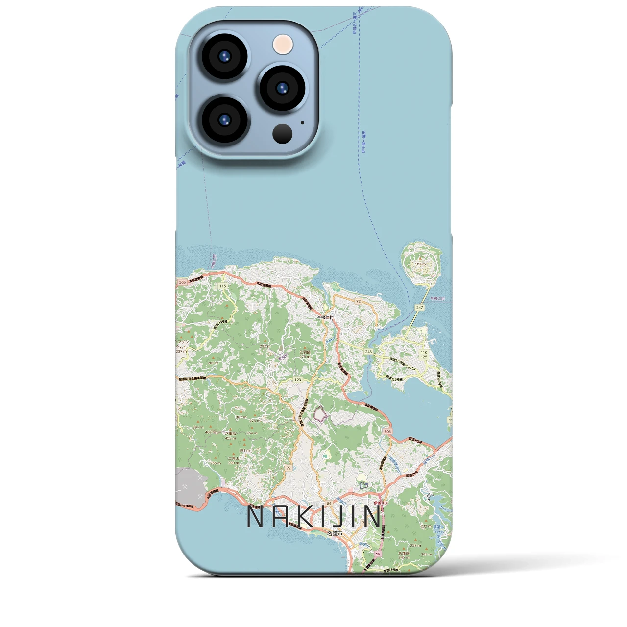 【今帰仁(沖縄県)】地図柄iPhoneケース(バックカバータイプ)