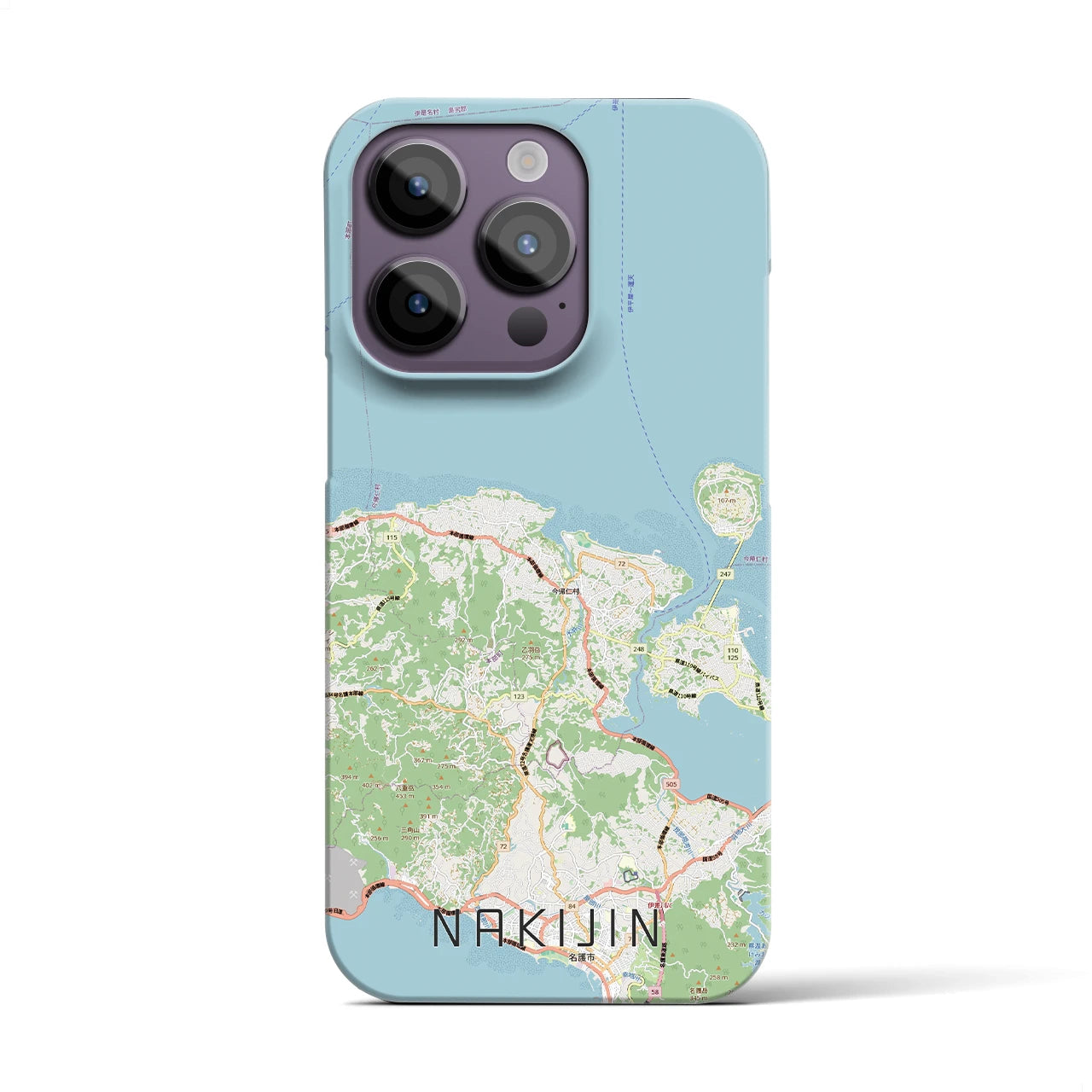 【今帰仁(沖縄県)】地図柄iPhoneケース(バックカバータイプ)