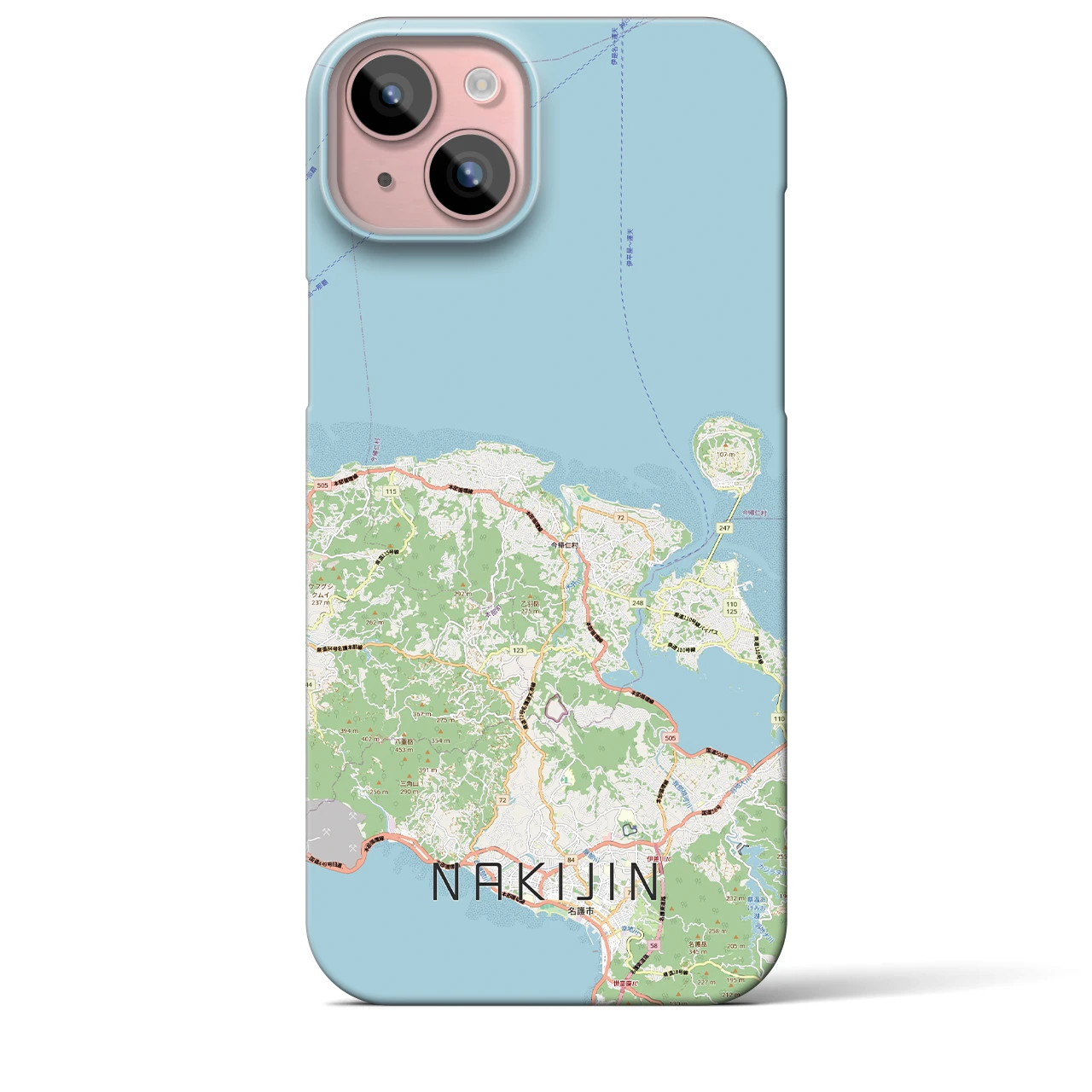 【今帰仁(沖縄県)】地図柄iPhoneケース(バックカバータイプ)
