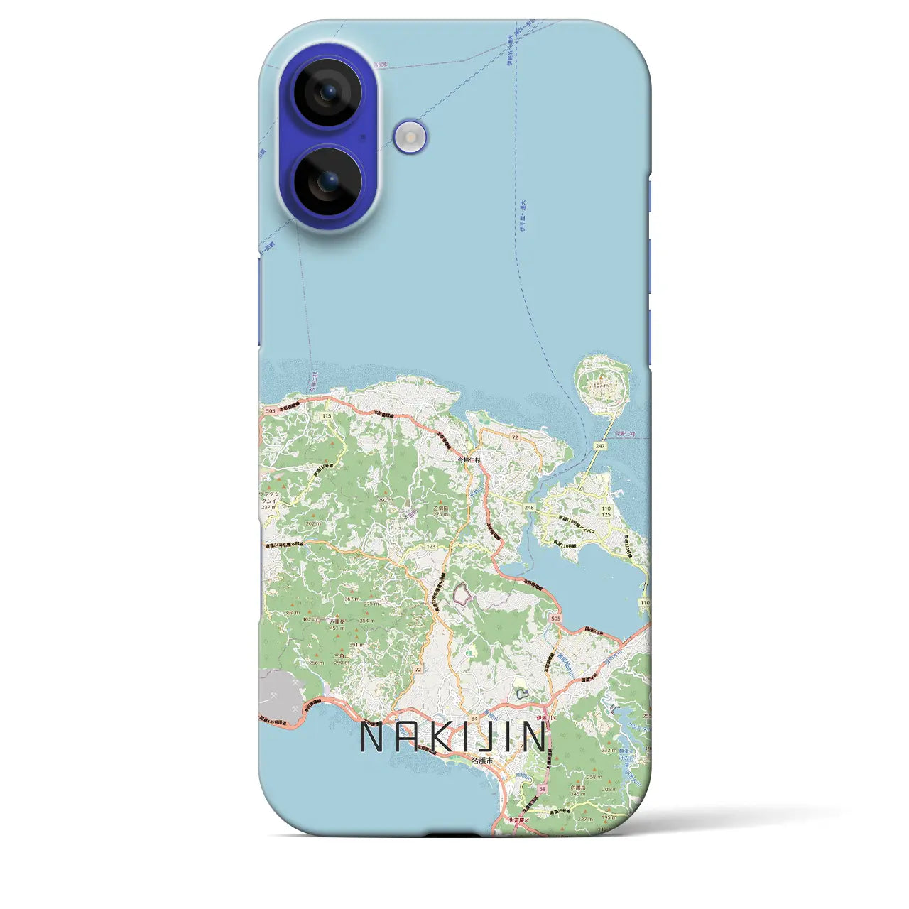 【今帰仁(沖縄県)】地図柄iPhoneケース(バックカバータイプ)
