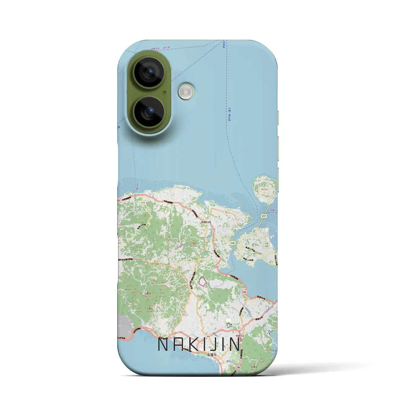 【今帰仁(沖縄県)】地図柄iPhoneケース(バックカバータイプ)