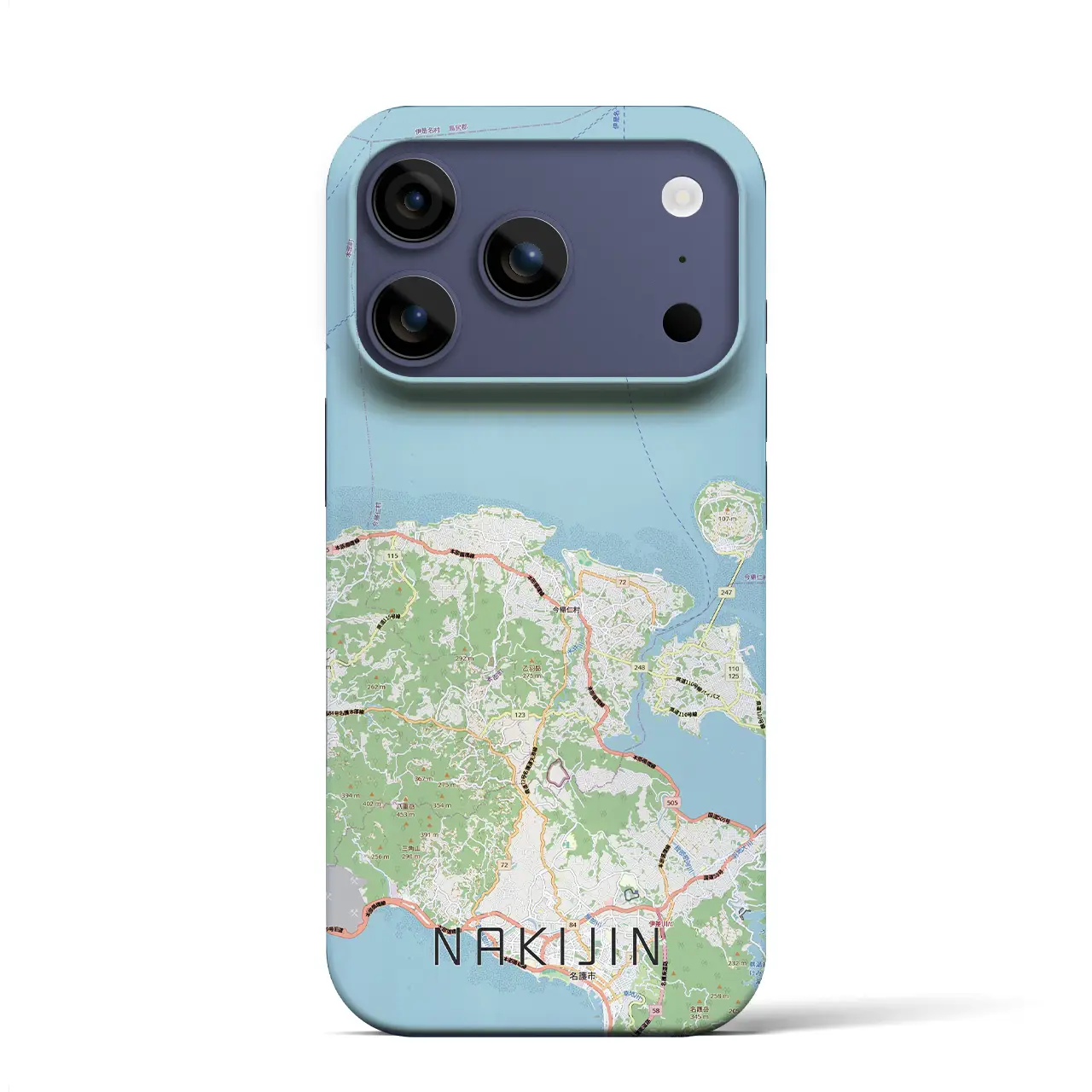【今帰仁(沖縄県)】地図柄iPhoneケース(バックカバータイプ)