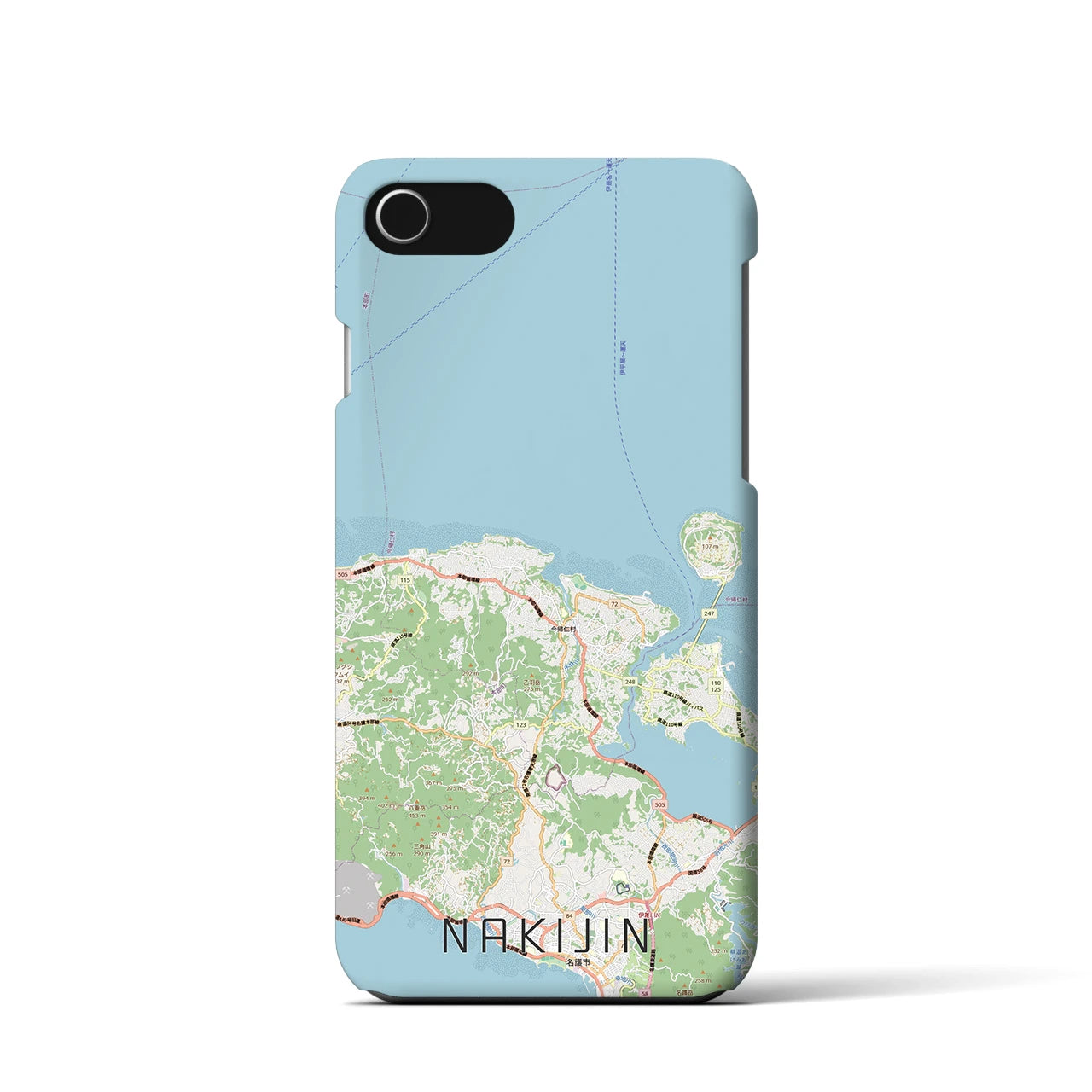 【今帰仁(沖縄県)】地図柄iPhoneケース(バックカバータイプ)