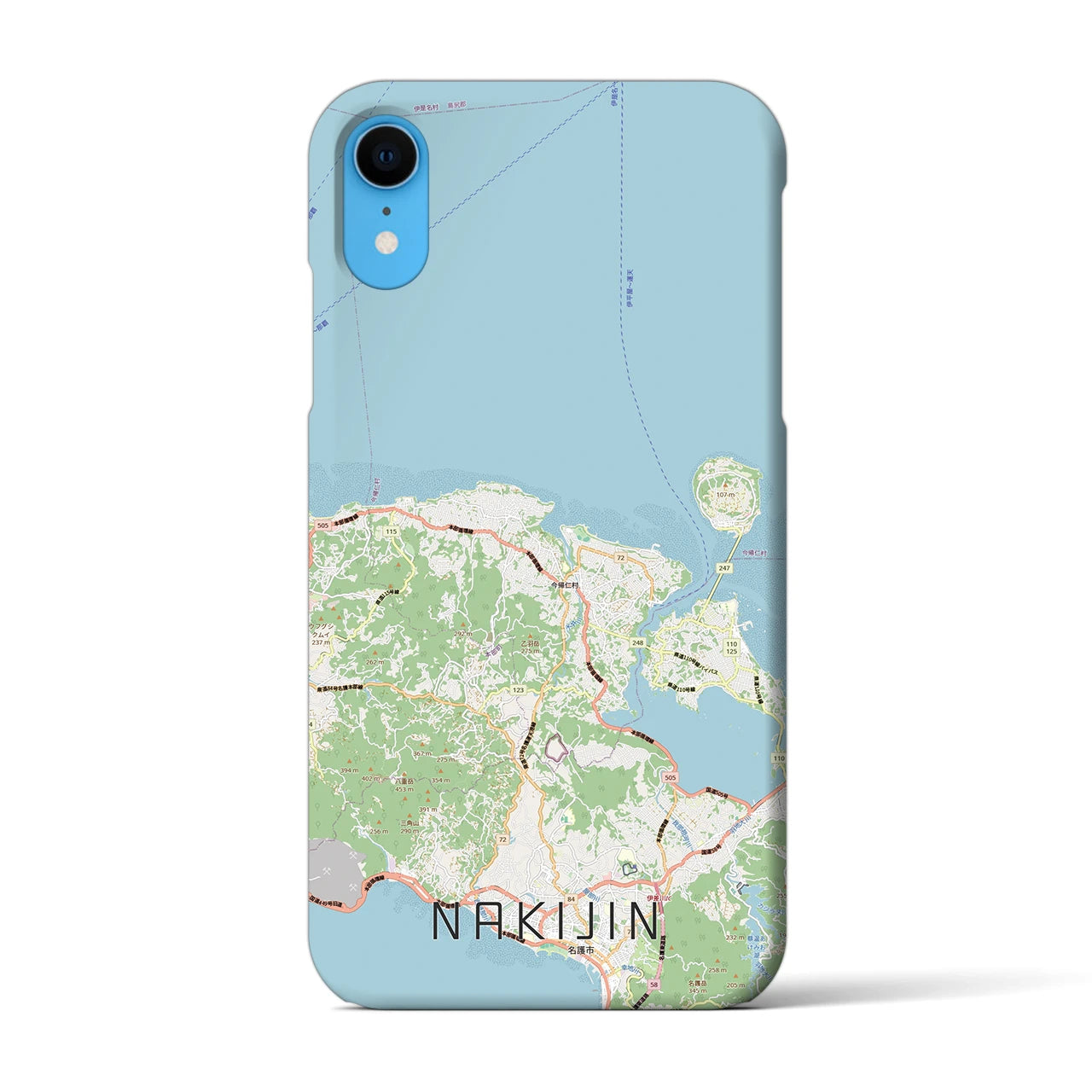 【今帰仁(沖縄県)】地図柄iPhoneケース(バックカバータイプ)