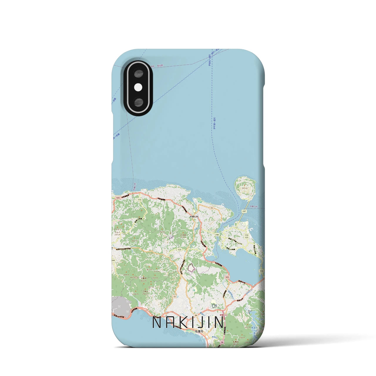 【今帰仁(沖縄県)】地図柄iPhoneケース(バックカバータイプ)