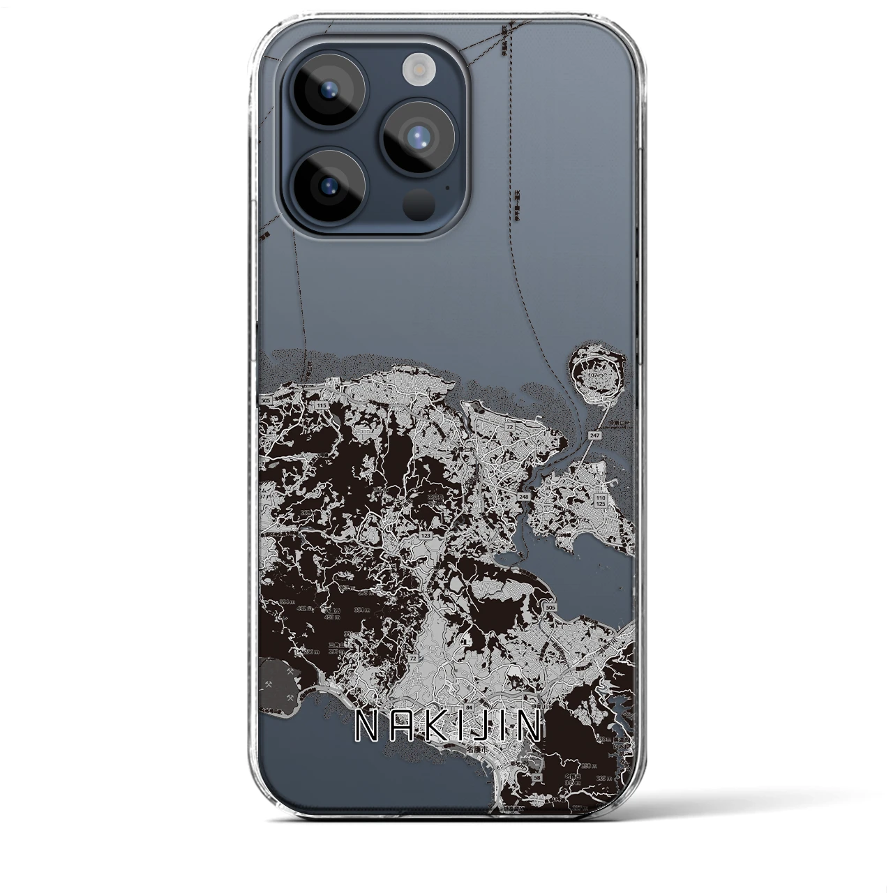 【今帰仁(沖縄県)】地図柄iPhoneケース(クリアタイプ)