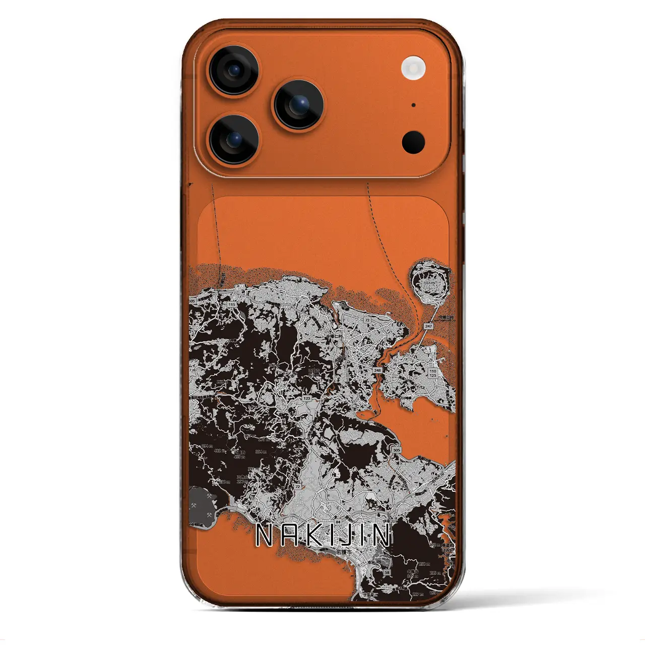 【今帰仁(沖縄県)】地図柄iPhoneケース(クリアタイプ)モノトーン・iPhone 17 Pro Max 用