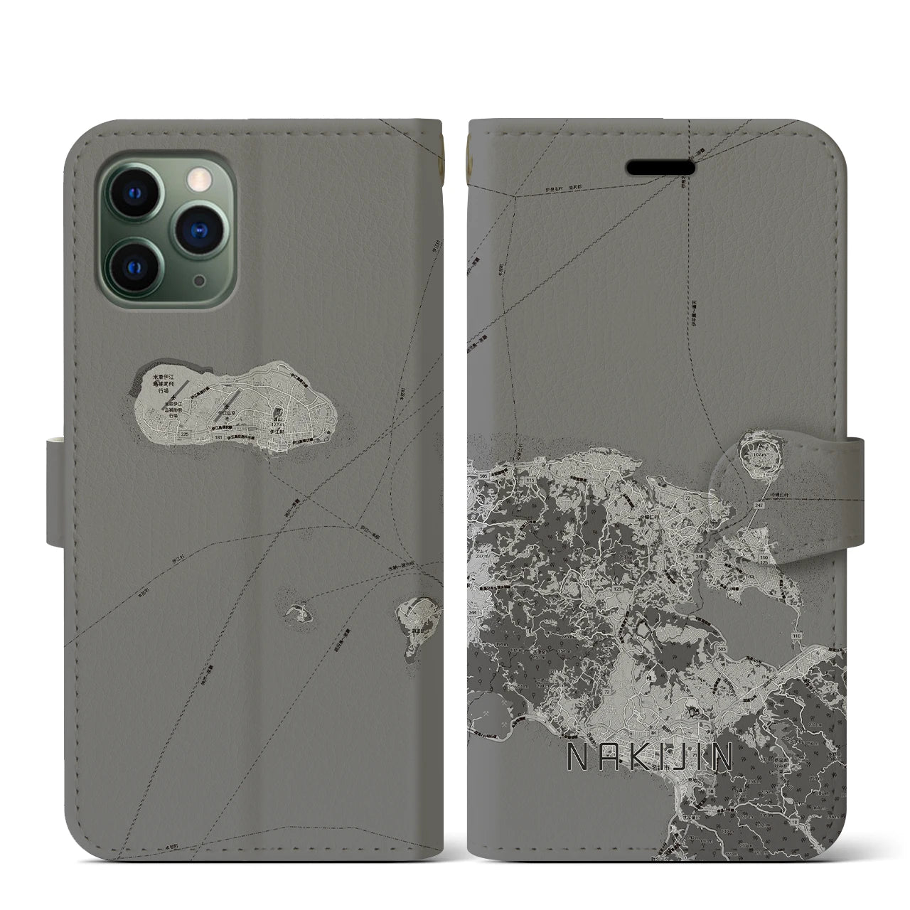 【今帰仁(沖縄県)】地図柄iPhoneケース(手帳タイプ)