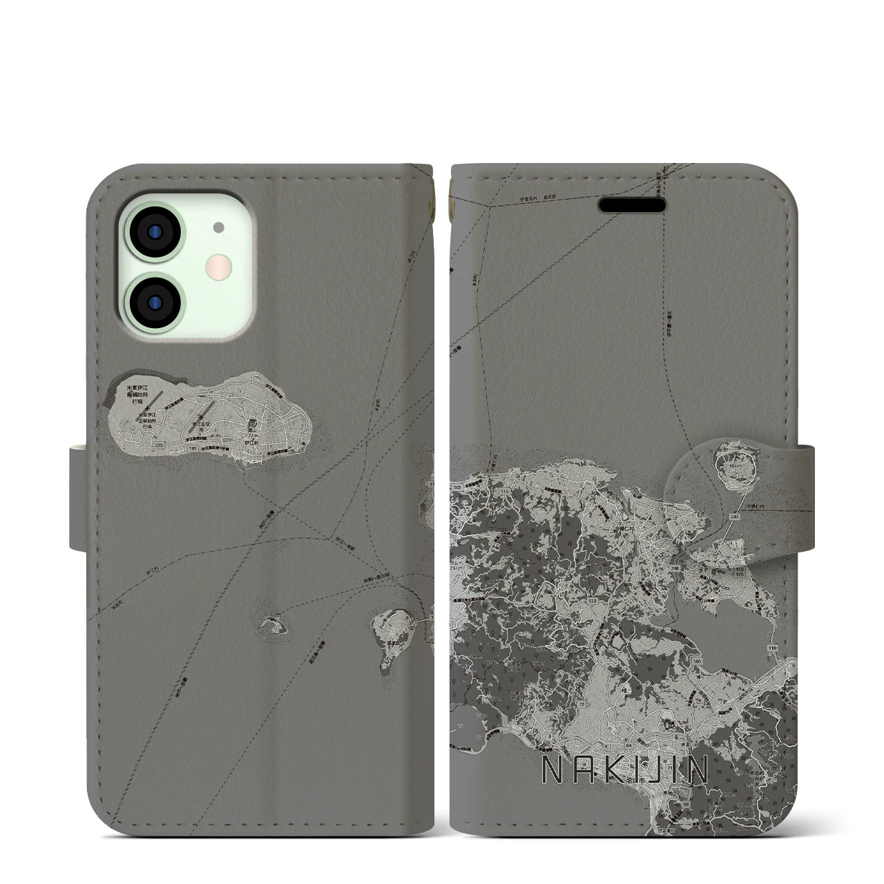 【今帰仁(沖縄県)】地図柄iPhoneケース(手帳タイプ)