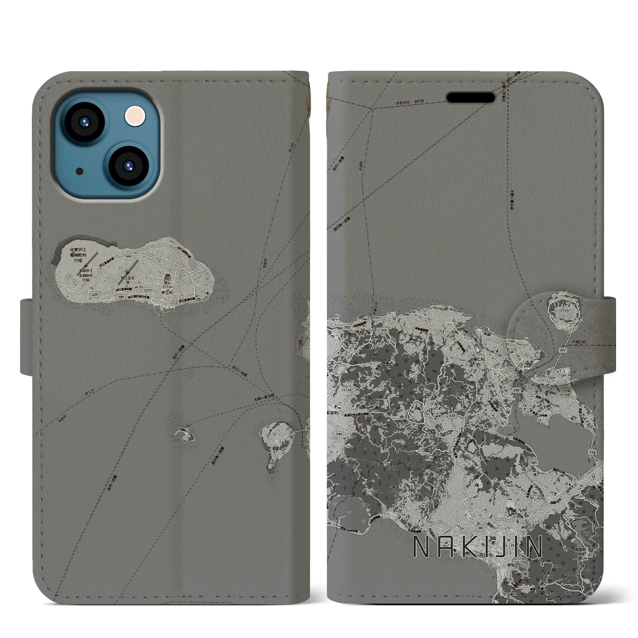 【今帰仁(沖縄県)】地図柄iPhoneケース(手帳タイプ)