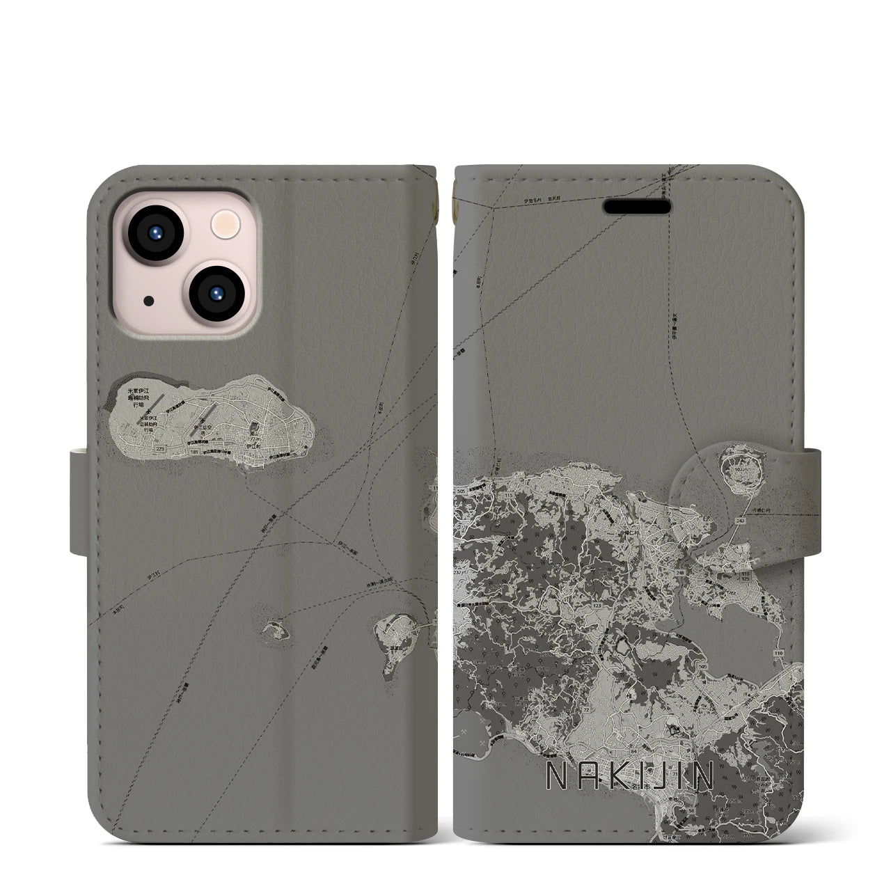 【今帰仁(沖縄県)】地図柄iPhoneケース(手帳タイプ)