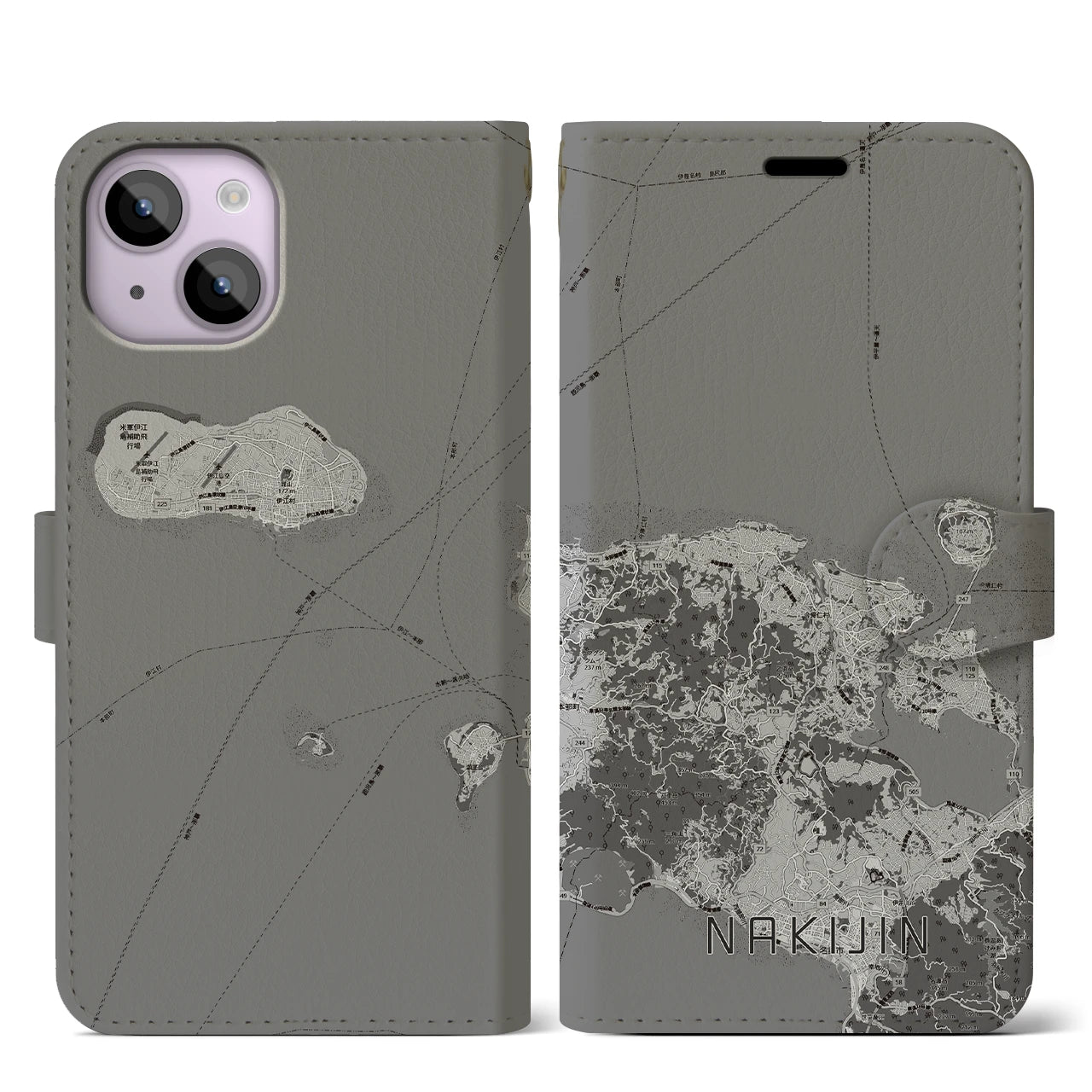 【今帰仁(沖縄県)】地図柄iPhoneケース(手帳タイプ)