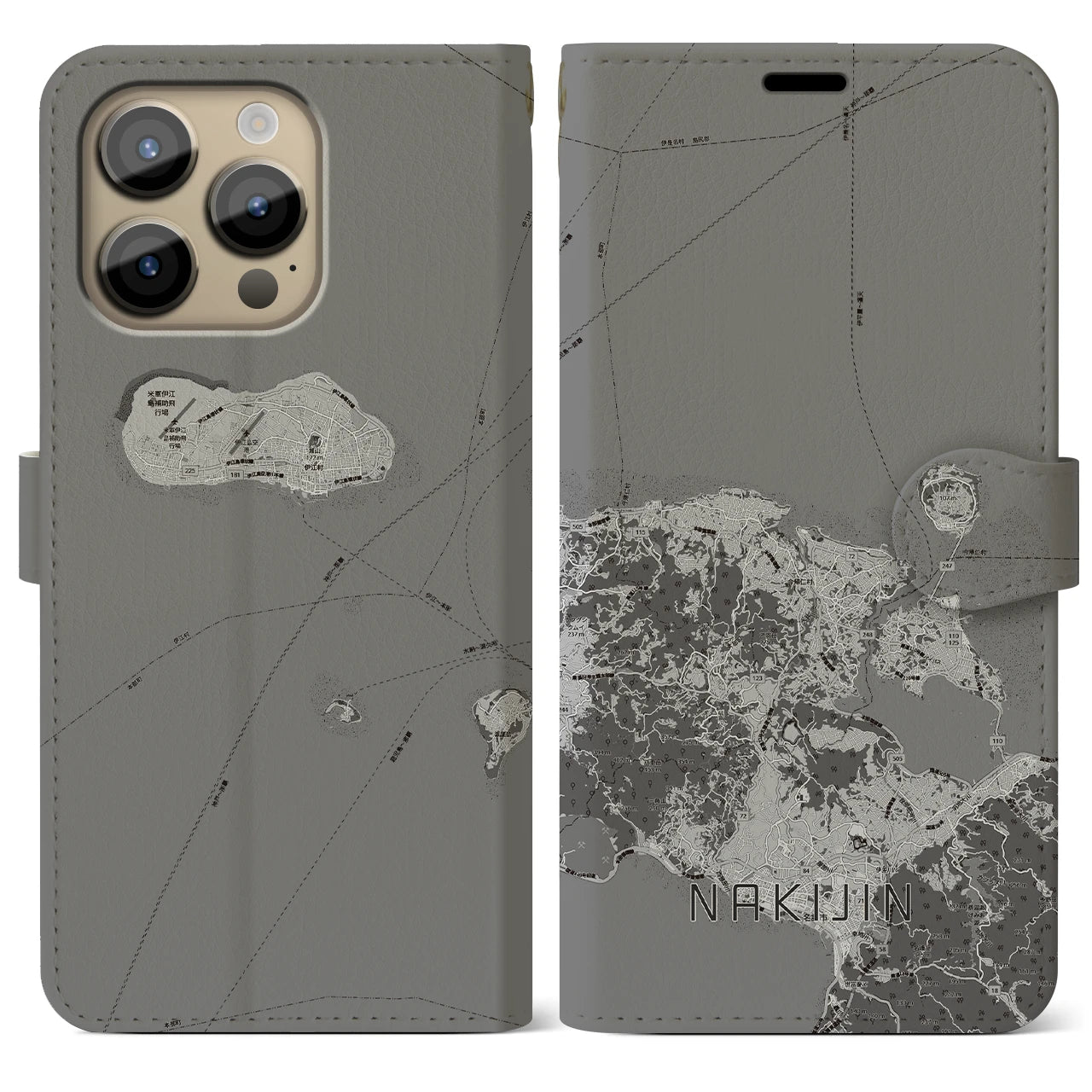 【今帰仁(沖縄県)】地図柄iPhoneケース(手帳タイプ)