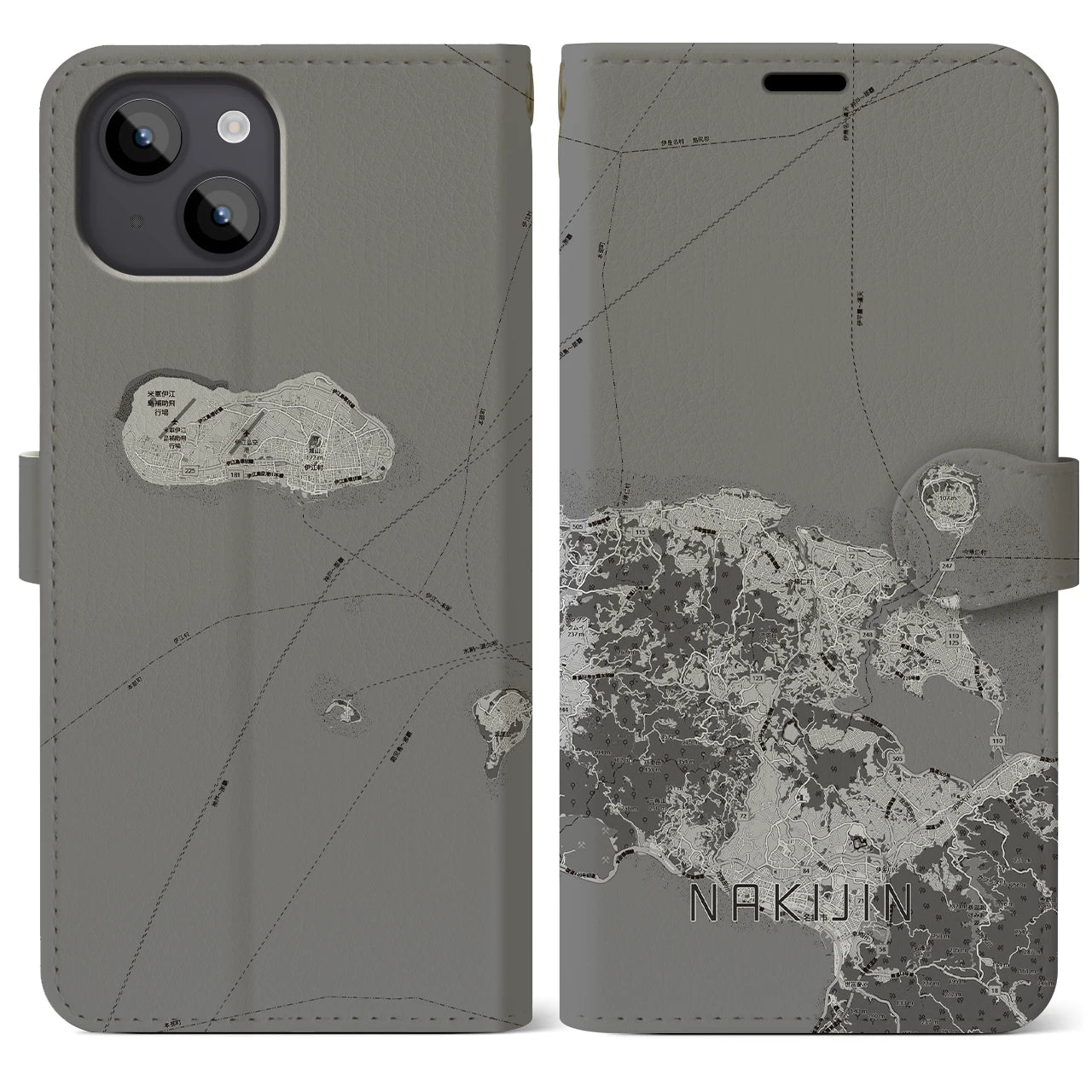 【今帰仁(沖縄県)】地図柄iPhoneケース(手帳タイプ)