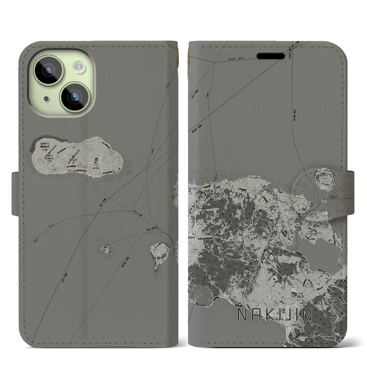 【今帰仁(沖縄県)】地図柄iPhoneケース(手帳タイプ)