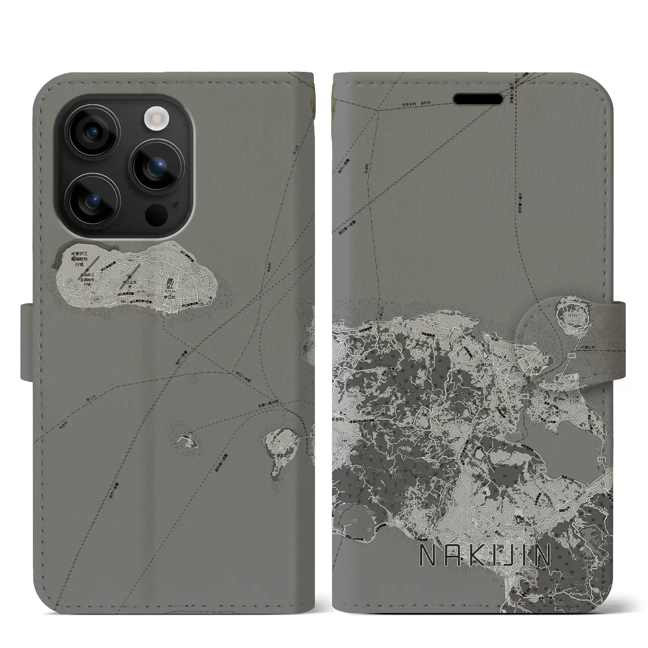 【今帰仁(沖縄県)】地図柄iPhoneケース(手帳タイプ)