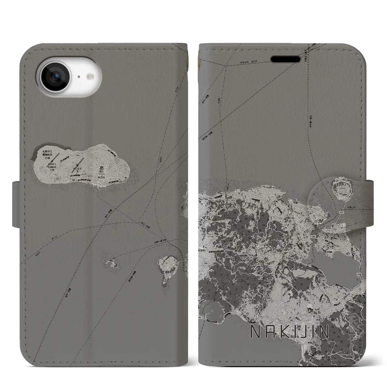 【今帰仁(沖縄県)】地図柄iPhoneケース(手帳タイプ)