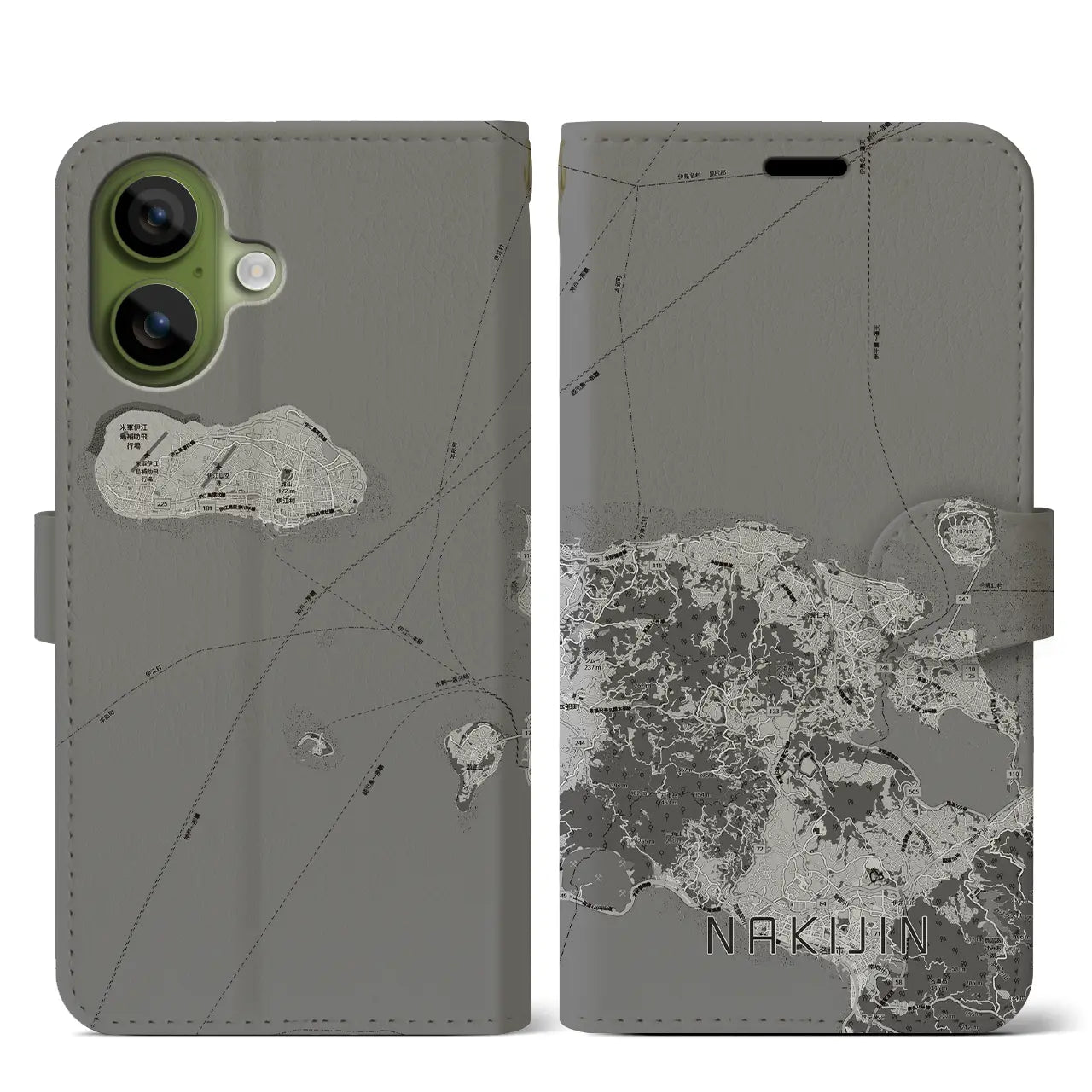 【今帰仁(沖縄県)】地図柄iPhoneケース(手帳タイプ)