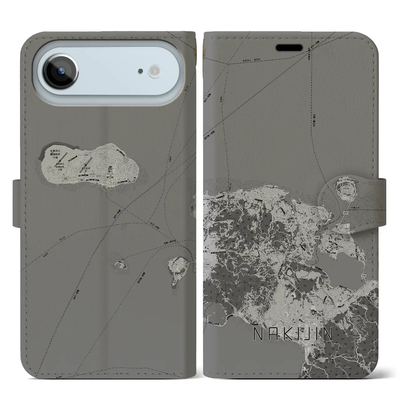 【今帰仁(沖縄県)】地図柄iPhoneケース(手帳タイプ)