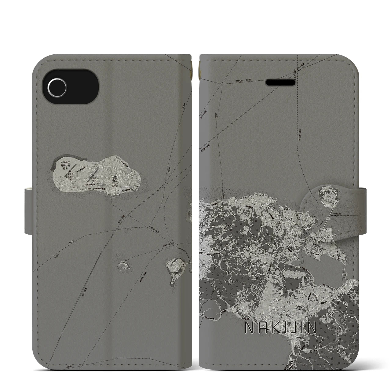 【今帰仁(沖縄県)】地図柄iPhoneケース(手帳タイプ)