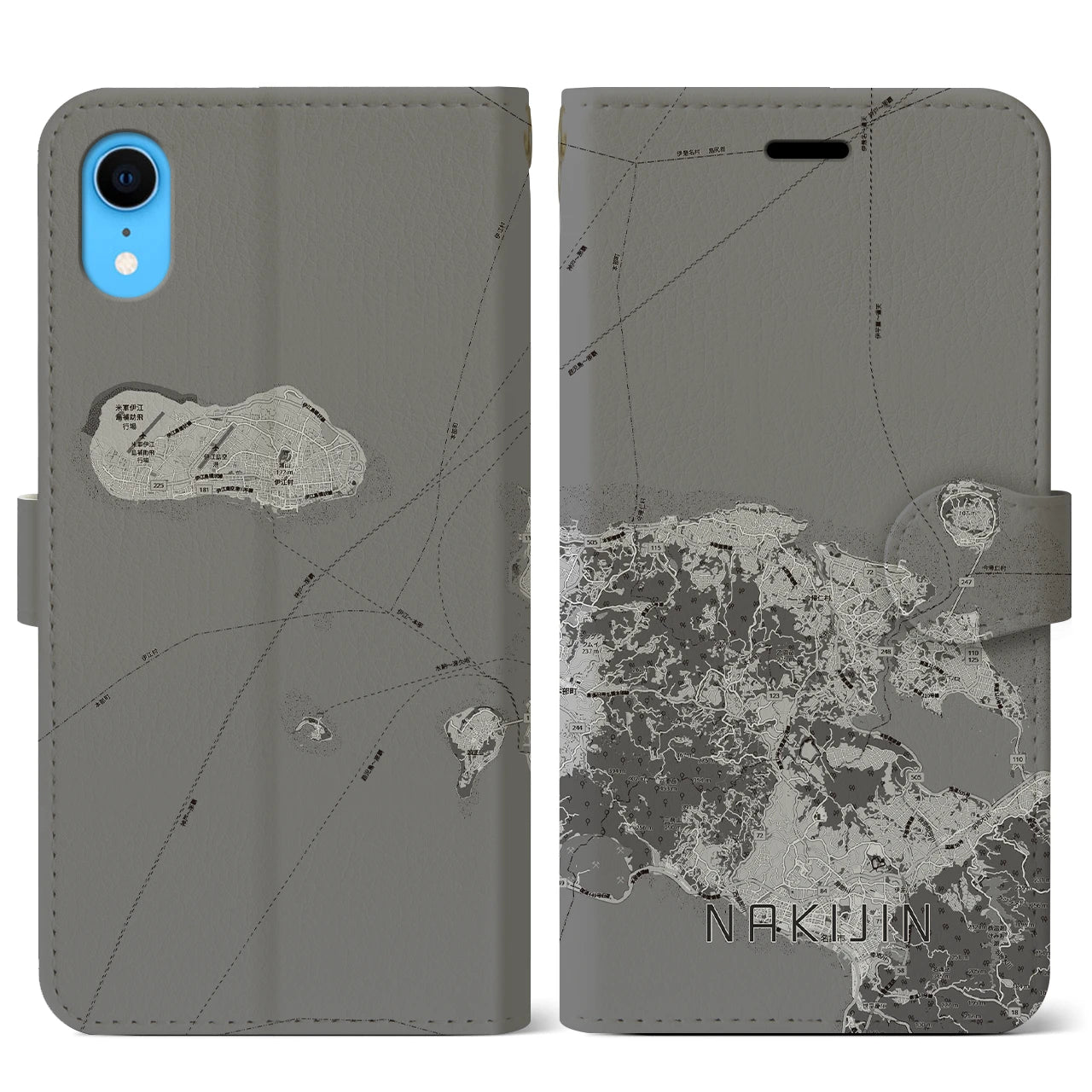 【今帰仁(沖縄県)】地図柄iPhoneケース(手帳タイプ)