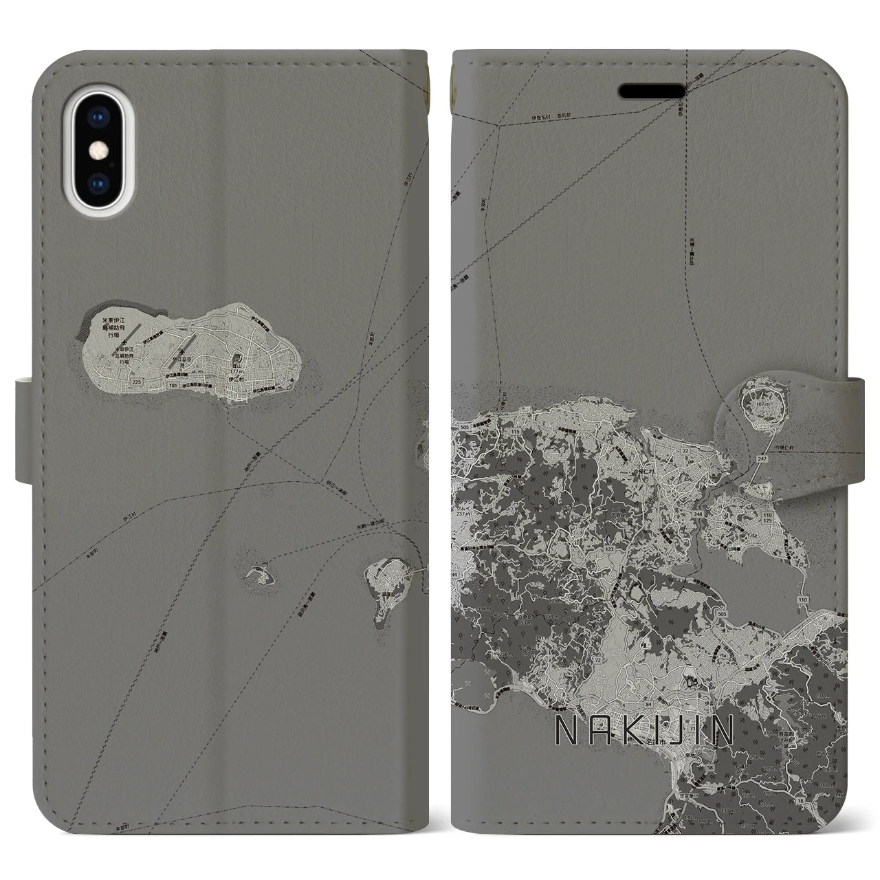 【今帰仁(沖縄県)】地図柄iPhoneケース(手帳タイプ)