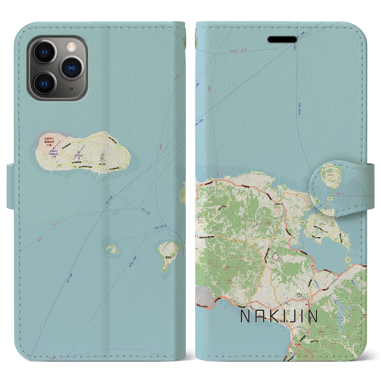 【今帰仁(沖縄県)】地図柄iPhoneケース(手帳タイプ)
