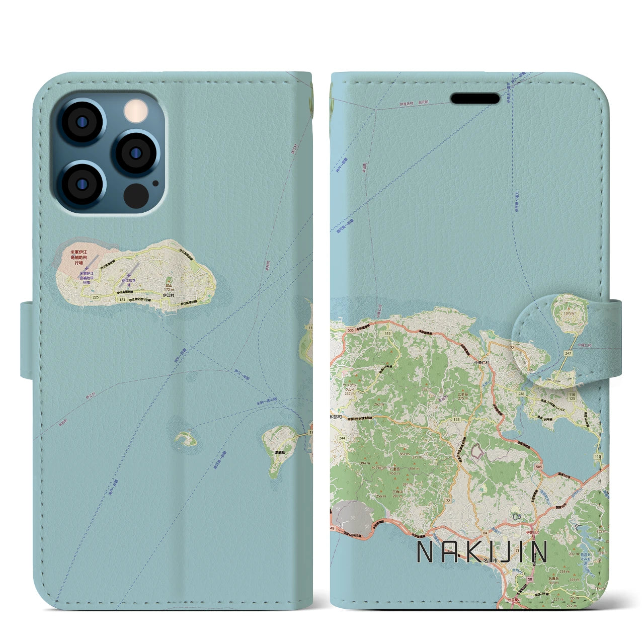 【今帰仁(沖縄県)】地図柄iPhoneケース(手帳タイプ)